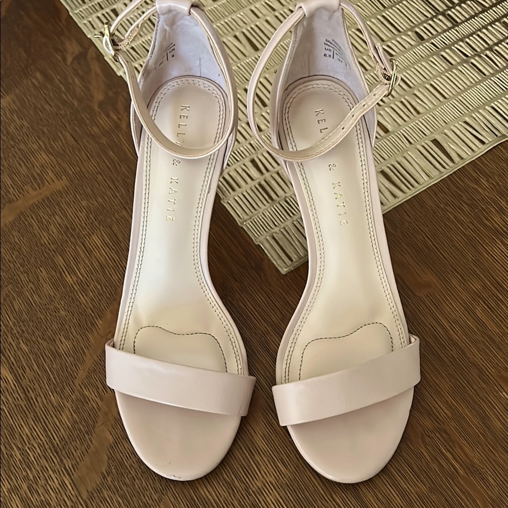 Kelly & Katie Light Pink Blush Heels with Ankle Strap Women’s 6.5